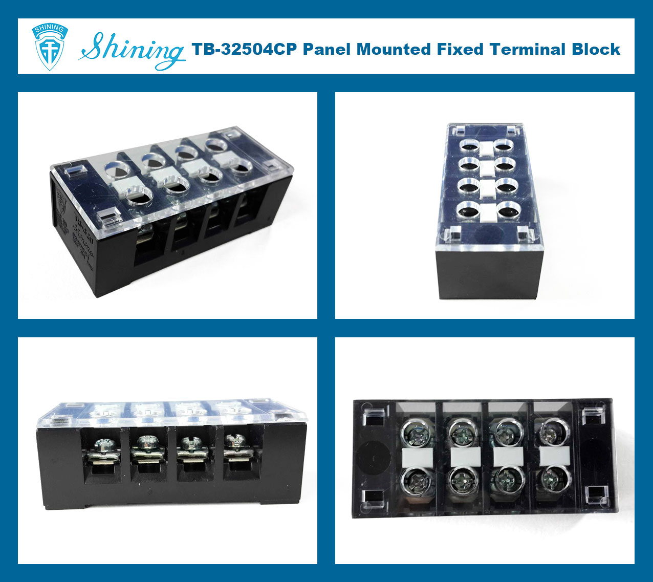 TB-32504CP 300V 25A 4 Pole Fixed Terminal Block